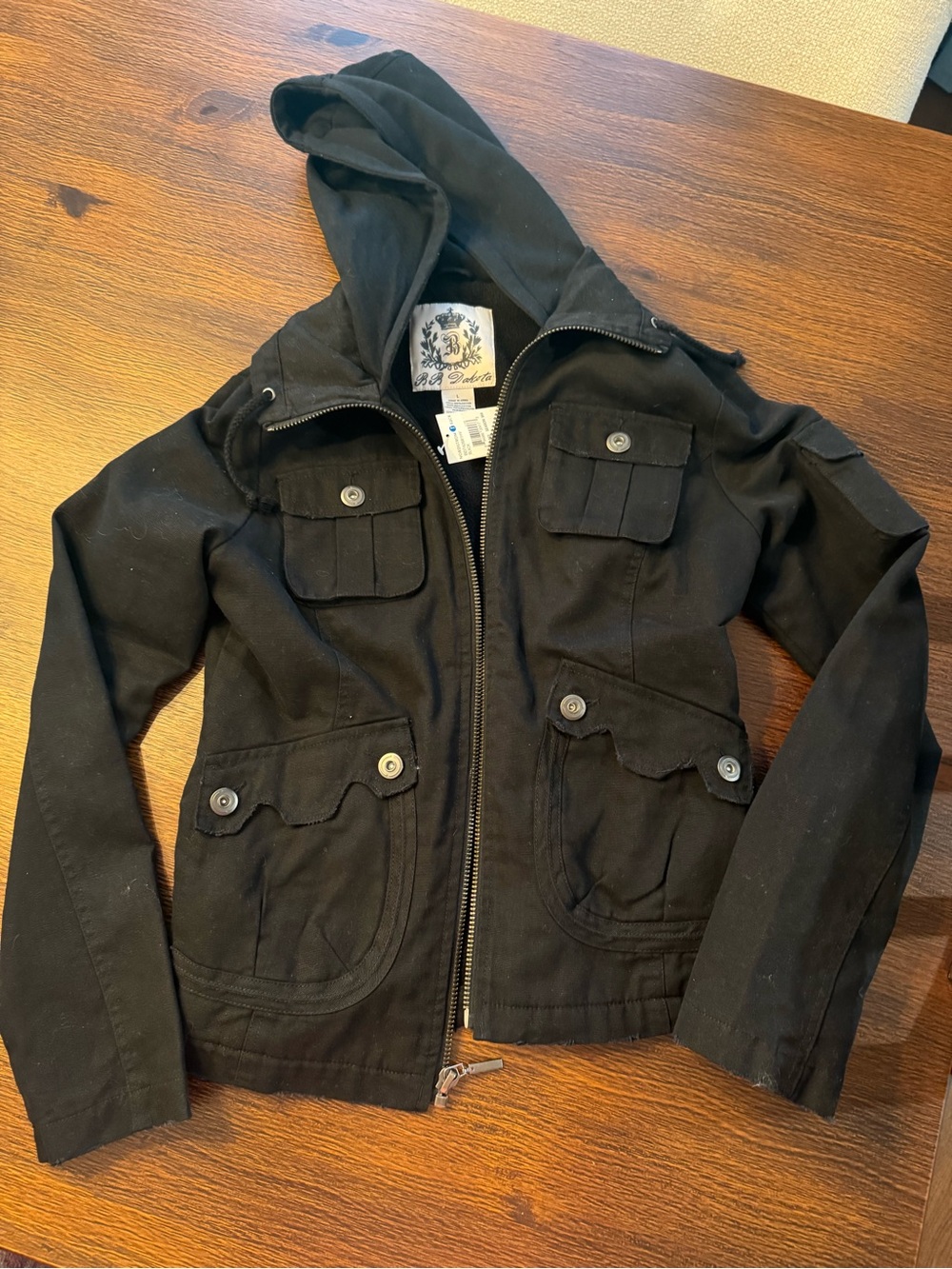 RARE BB Dakota Lined Hooded Jacket Black NWT Size Large